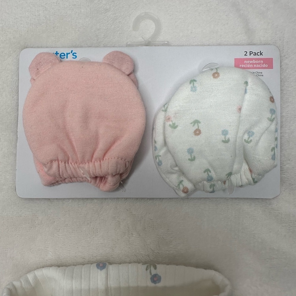 Baby New Born Mittens 2PK Baby Shoe & 2Headband Baby Footie Carters Cat &Jack - Picture 5 of 12